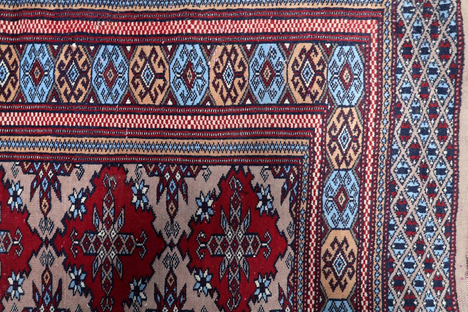 Antique Uzbek Bukhara handmade rug 94cm x 125cm (1920s)