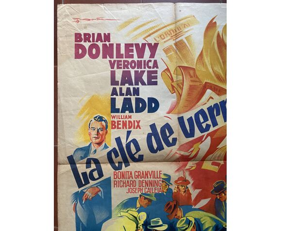 Affiche cinéma "La Clé de verre" Veronica Lake, Alan Ladd 60x80cm 1942 |  Selency