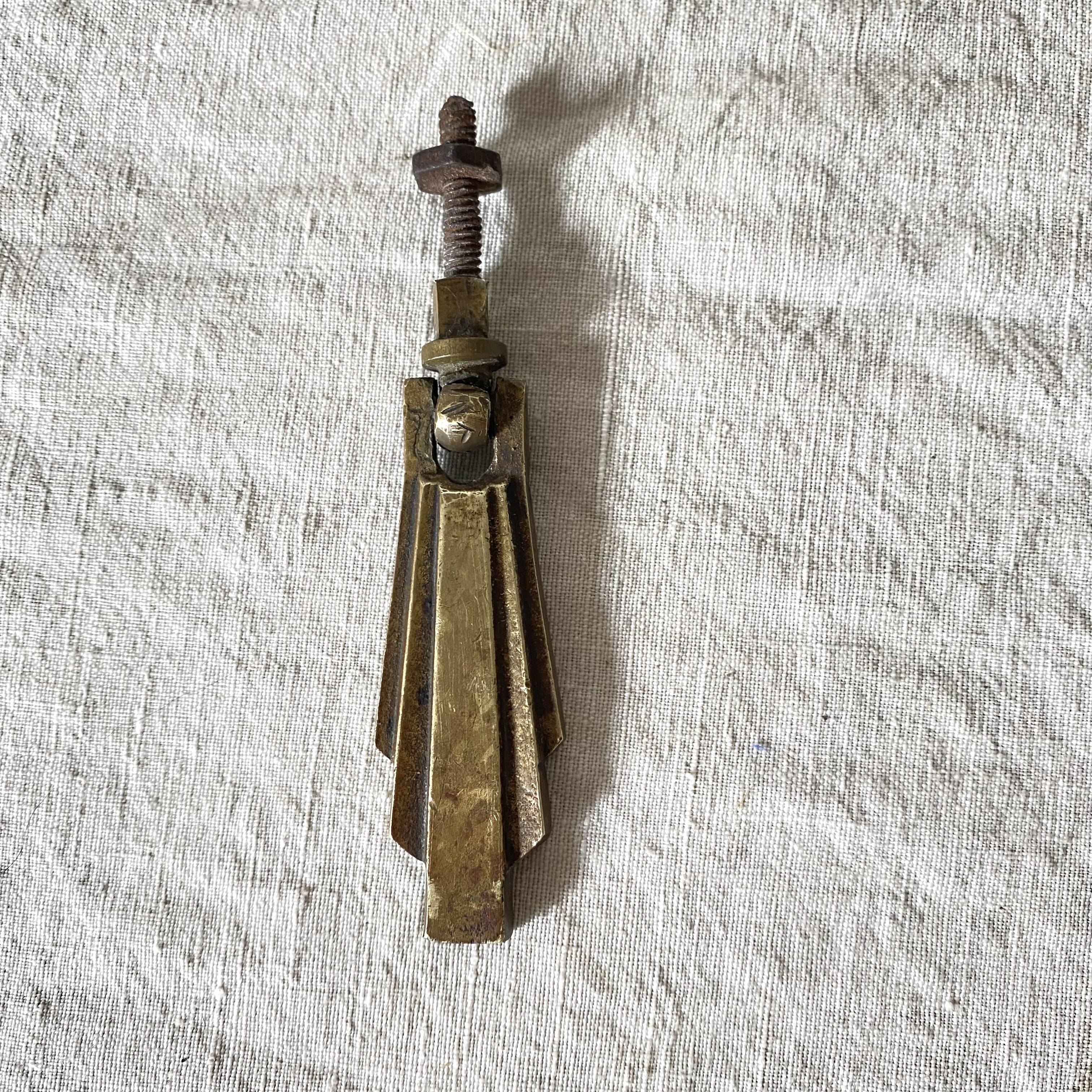 Door knob, art deco furniture handle in brass