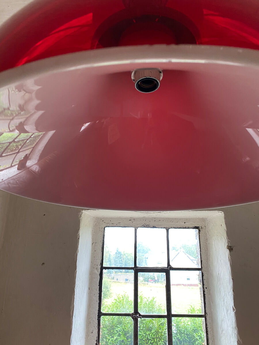 Red ceiling lamp from Italy, 1960s