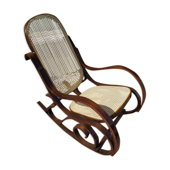 Rocking-chair cannage bois