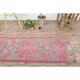 1970s Vintage Turkish Oushak Handmade Wool Cotton Pink Runner Rug 90x312