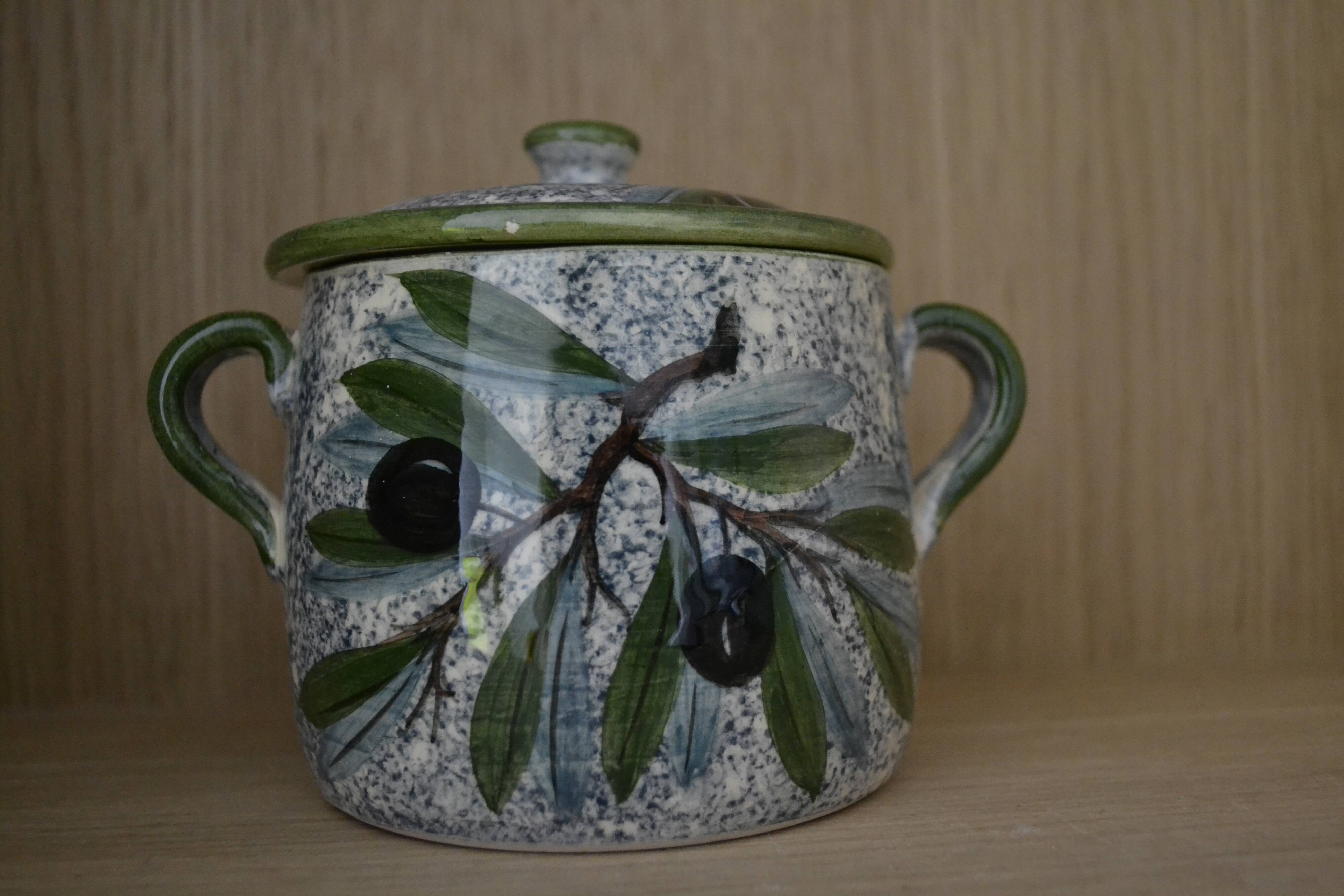 Pot Vallauris/ Aegitna blue and green olive pattern