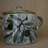 Pot Vallauris/ Aegitna blue and green olive pattern