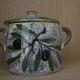 Pot vallauris/ aegitna bleu et vert   motif  olive