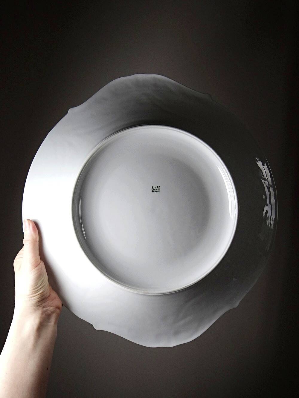 Very large centerpiece dish Lafarge & Co Limoges porcelain vintage