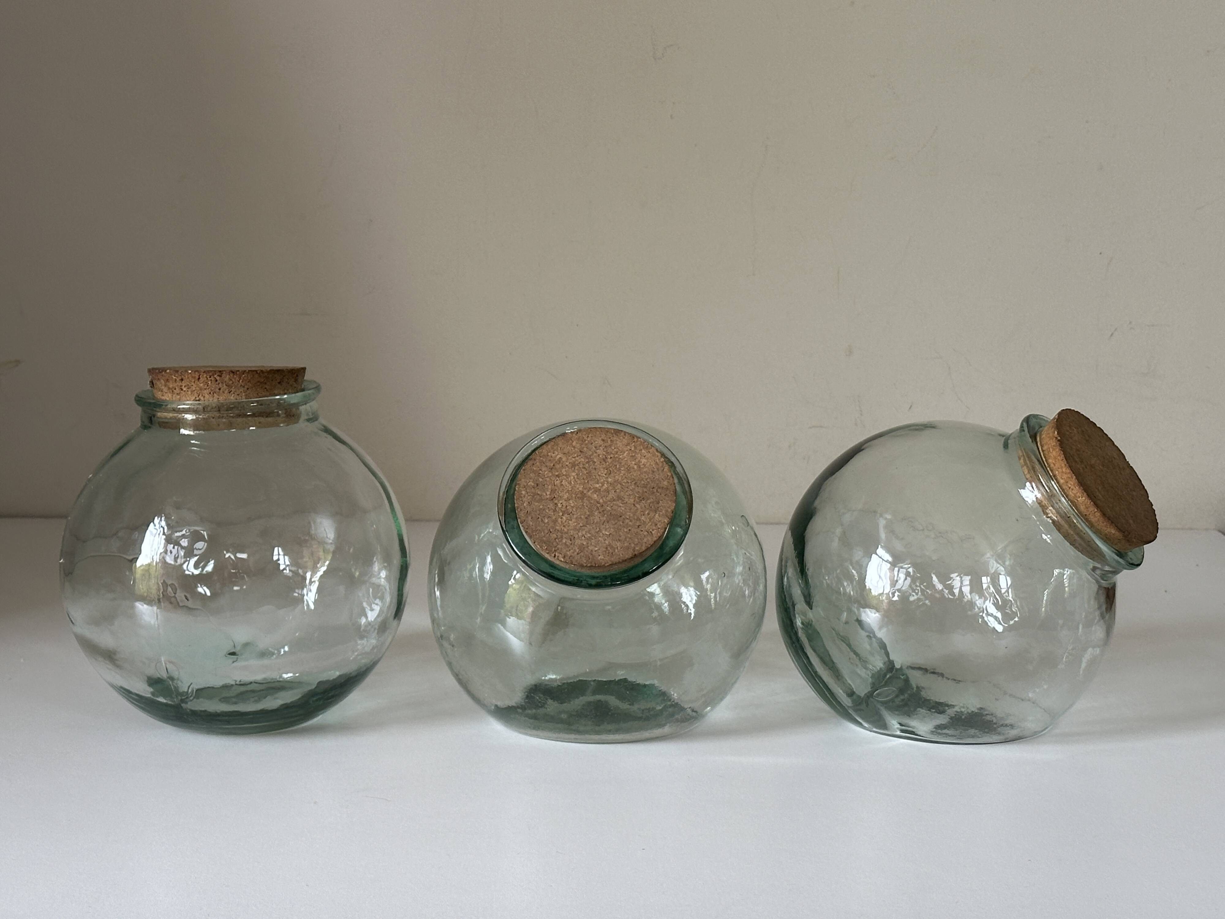 Set of 3 vintage glass candy jars from the 60s and 70s