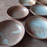 Lot of 6 hollow plates in pink sandstone