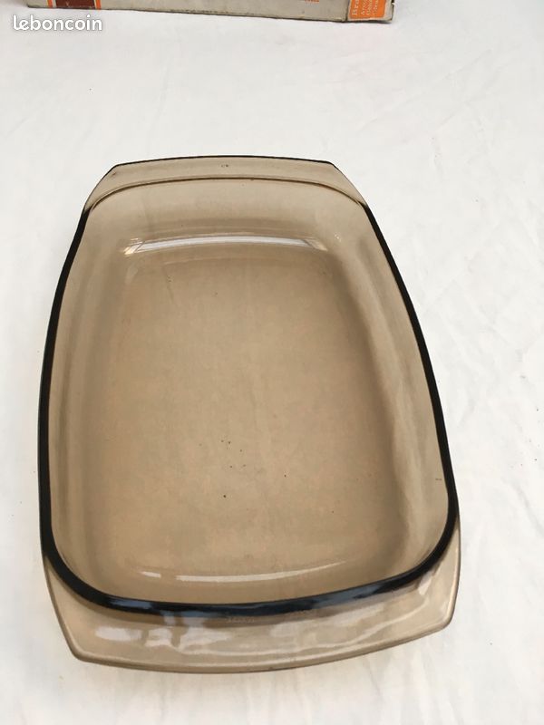 Dish vintage rectangular 35 cm arcopal smoked "gourmet" for oven