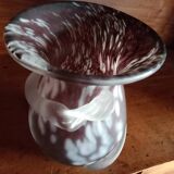 LAMARTINE - White speckled glass, colorless scroll chocolate