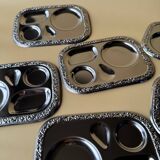 A set of 6 vintage breakfast metal plates