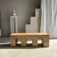 Solid monoxyl wood bench with carved 3-arch base - Natural wood color