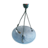 Ceiling lamp chandelier art deco glass press mold blue floral pattern