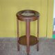 Vintage wooden side table, wooden and marble pedestal table, wooden pedestal, plant stand.