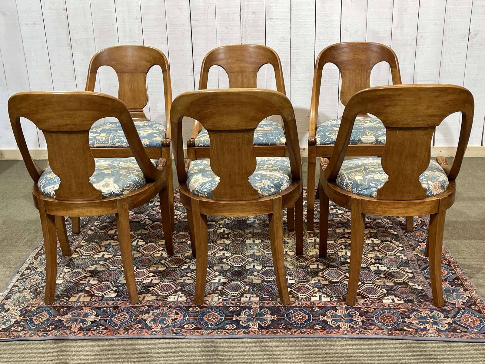 Set of 6 gondola chairs in blond mahogany - 20th century
