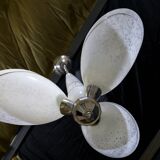 Art Deco chandelier/suspension with 3 domes in mixed glass and chrome metal