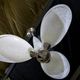 Art Deco chandelier/suspension with 3 domes in mixed glass and chrome metal