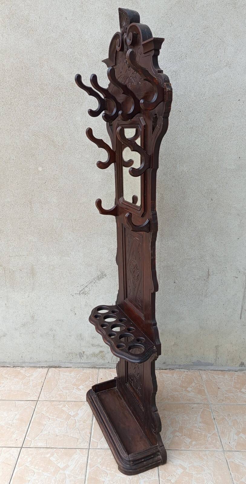 Louis XV Oak Coat Rack Hall Stand 19th Century