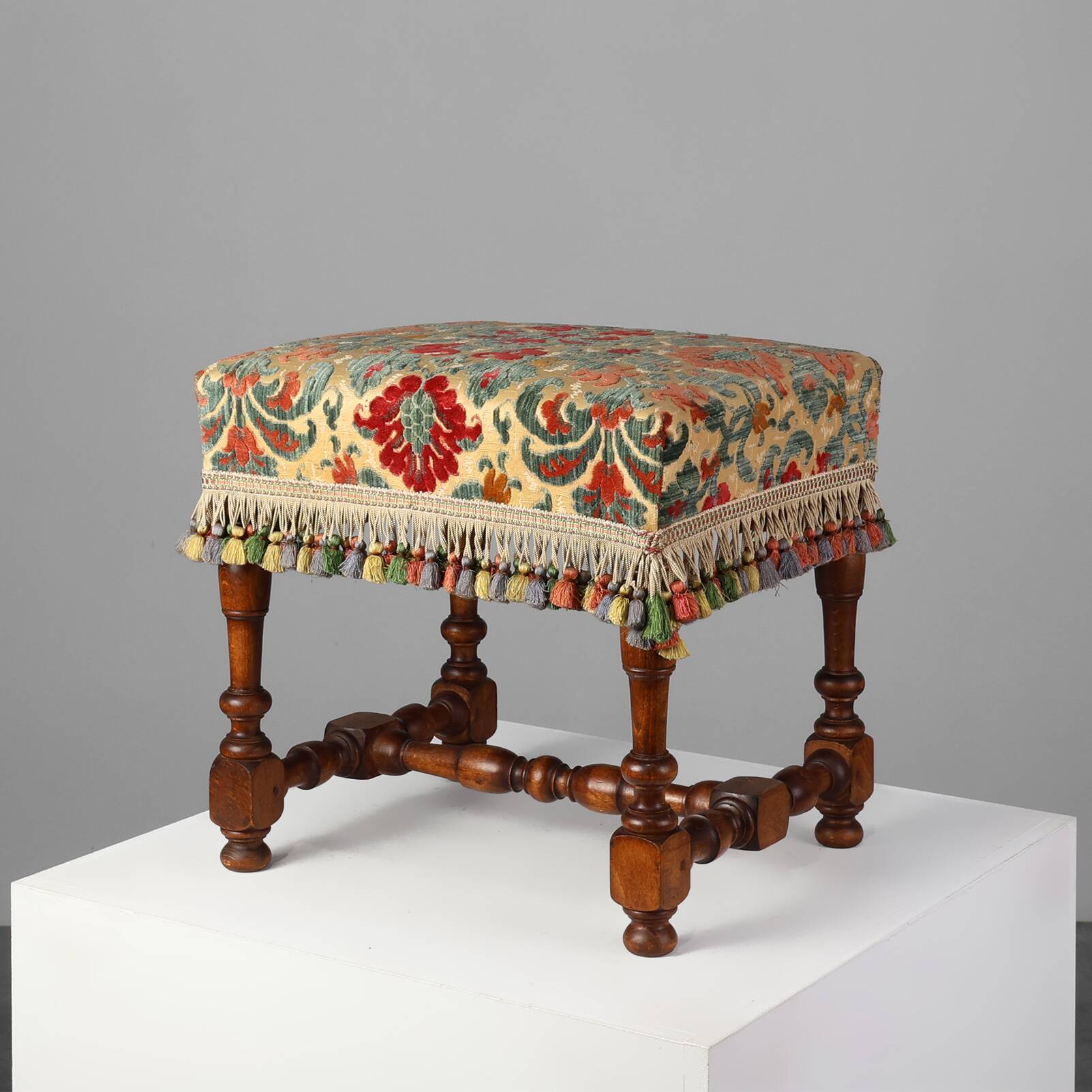 Early 20th Century Wood & Fabric footstool, France