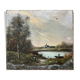 Table pendant of HST "Barbizon Landscape" signed (?) for restoration.