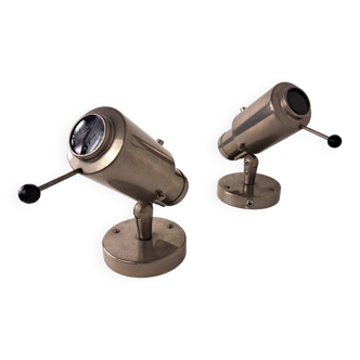 Pair of vintage space age Zodiac reading or bedside wall lamps by Jacques Biny for Lita