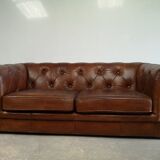 English brown leather chesterfield sofa
