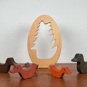 Puzzle en bois vintage avec figurines de canards
