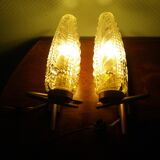 Vintage Glass Moulded Wall Sconces, 1960s, Set of 2