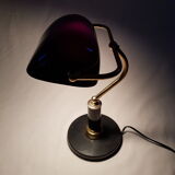 Desk lamp with base stone and black opaline