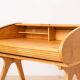 Mid Century Modern Desk with Roll-Top, Walnut Veneer, 1950s, Fully Restored