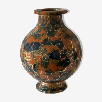Lucien Brisdoux, gold metallescent enamel sandstone vase 1930