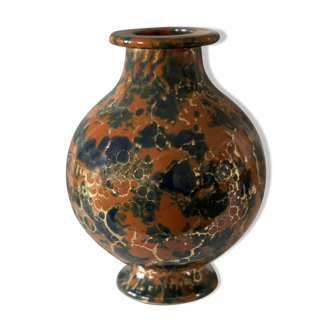 Lucien Brisdoux, gold metallescent enamel sandstone vase 1930