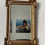 Rectangular gold mirror with vintage Napoleon III style frame