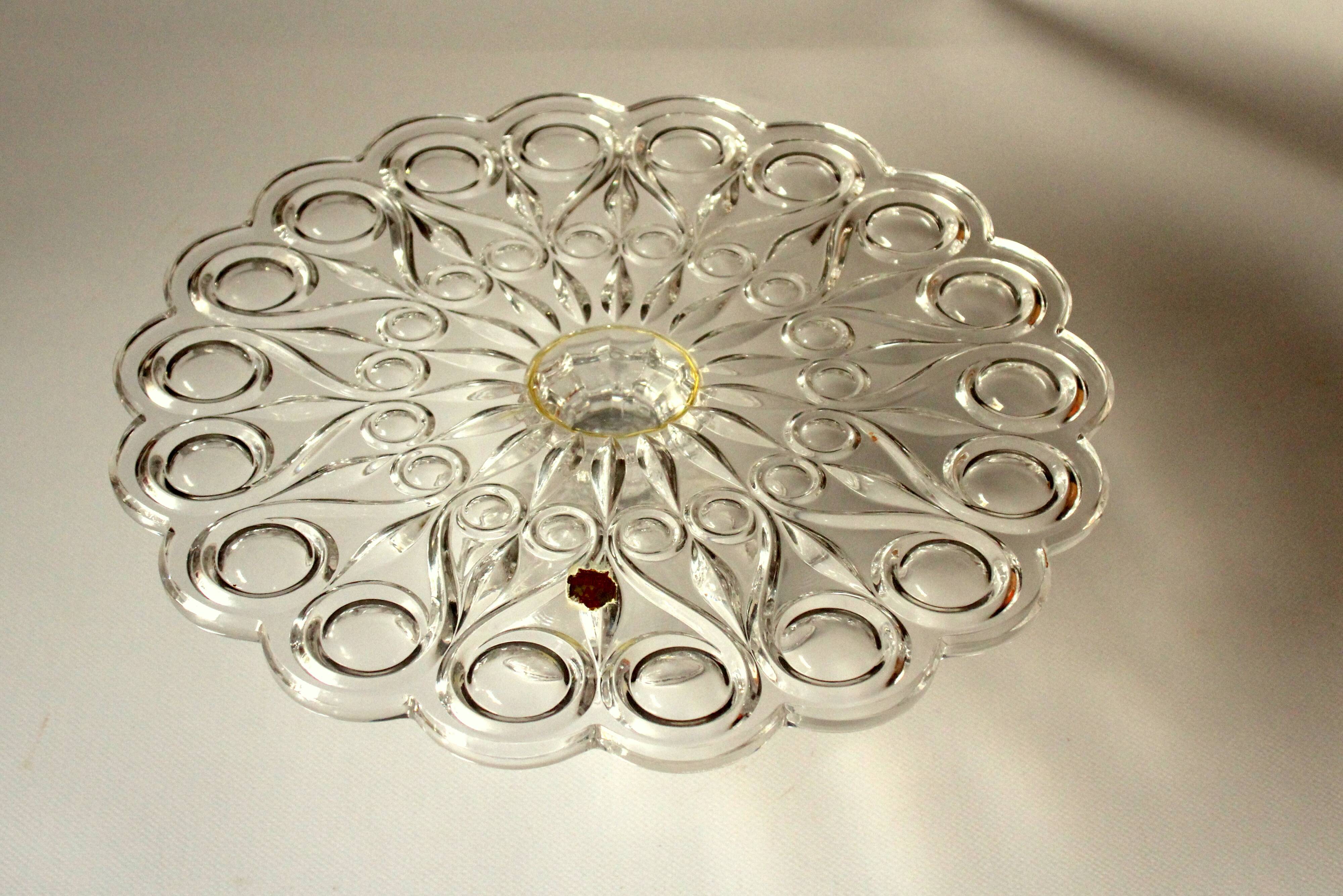 Lead crystal glass cake plate on foot by Nachtmann - Vintage