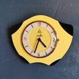 Vintage formica clock silent wall clock 60s "DAM electric yellow black"
