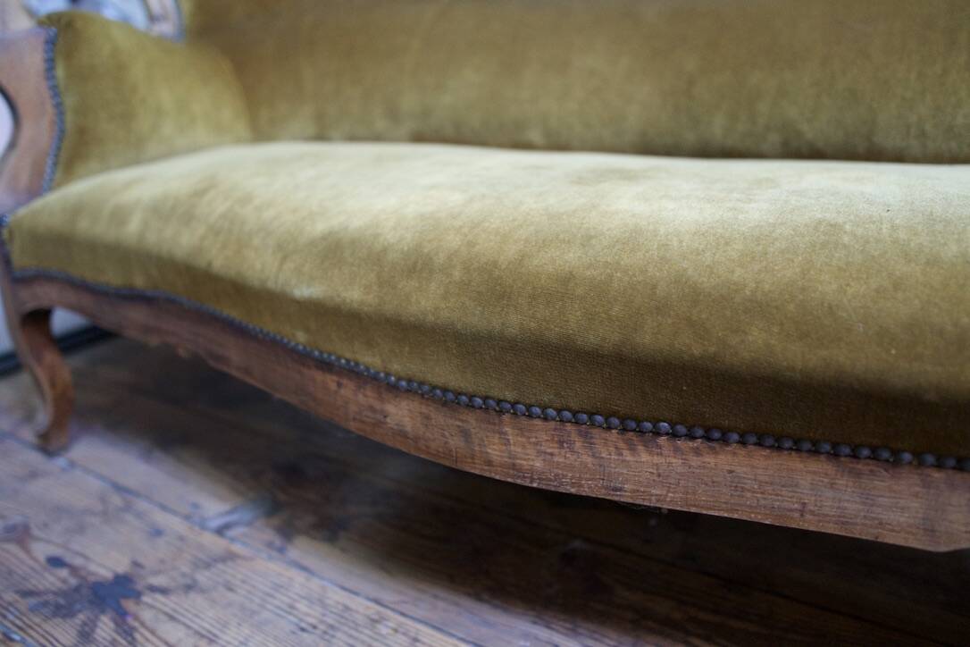 Louis-Philippe 3-seater velvet sofa - 19th century