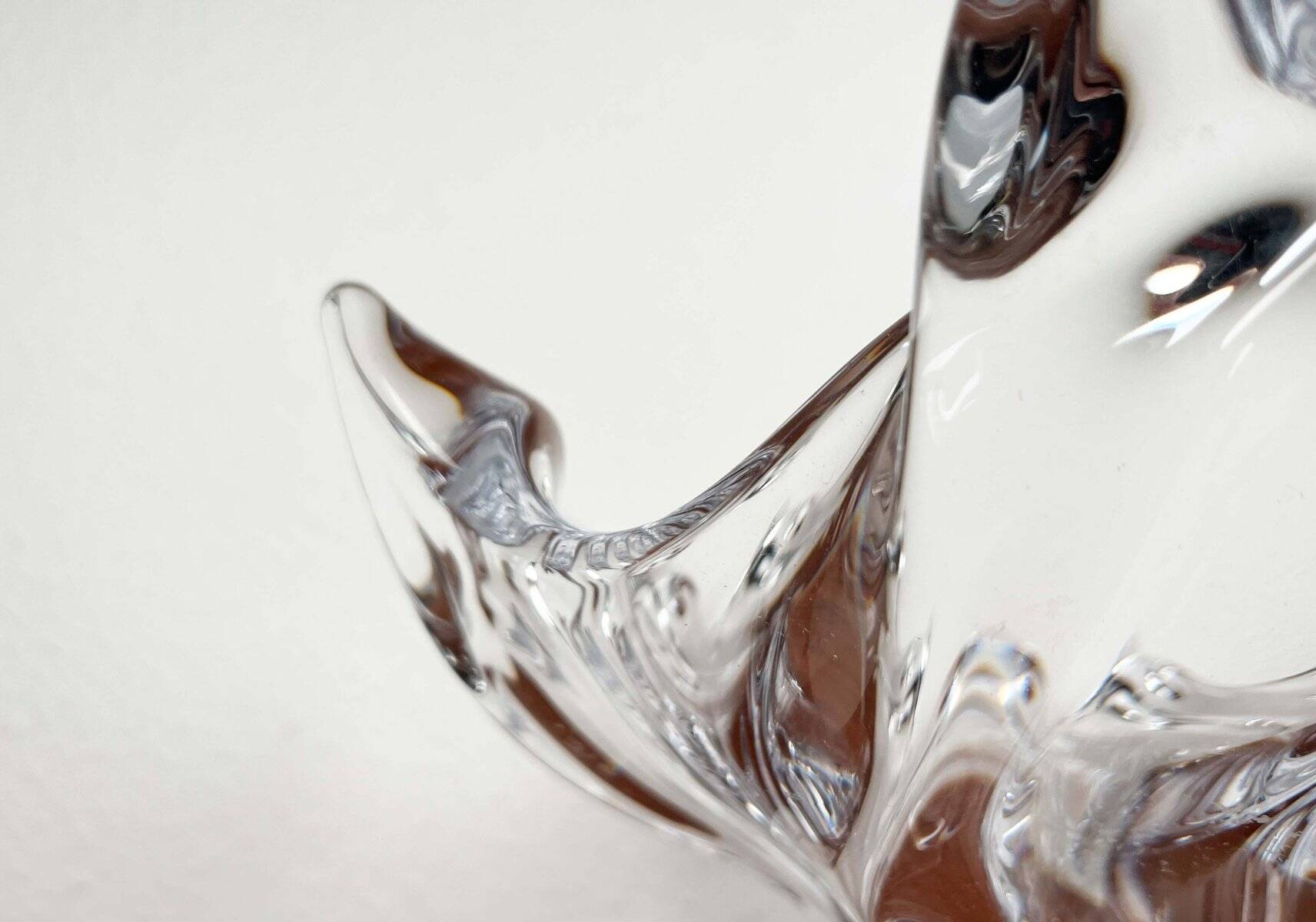 Large Modern Crystal Glass Fruit Bowl from the Mid-Century by Art Vannes, France, 1960s