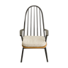 Rocking chair noir vintage, galette en tissu