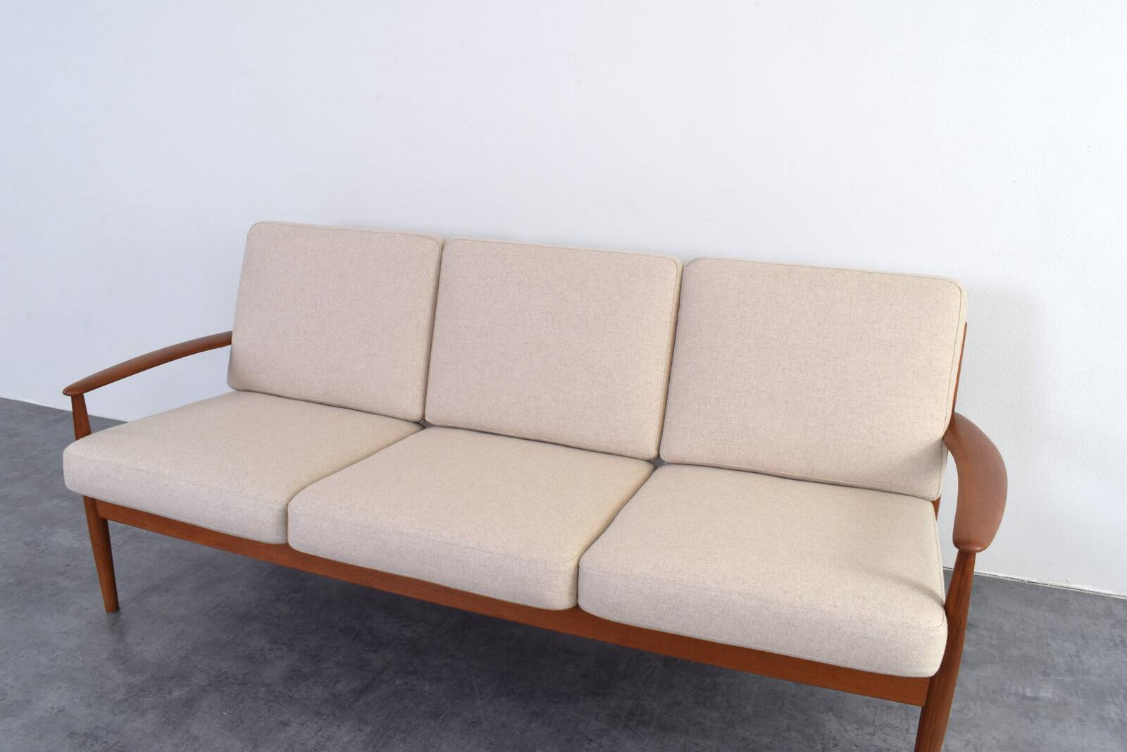 Mid-Century Danish Teak & Wool Sofa by Grete Jalk for France & Søn