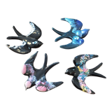 4 vintage swallows - tiled wall decoration