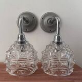 Pair of chrome wall lights
