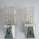 Pair of vintage chrome wall lights with square globes, Italian Targetti 1970.
