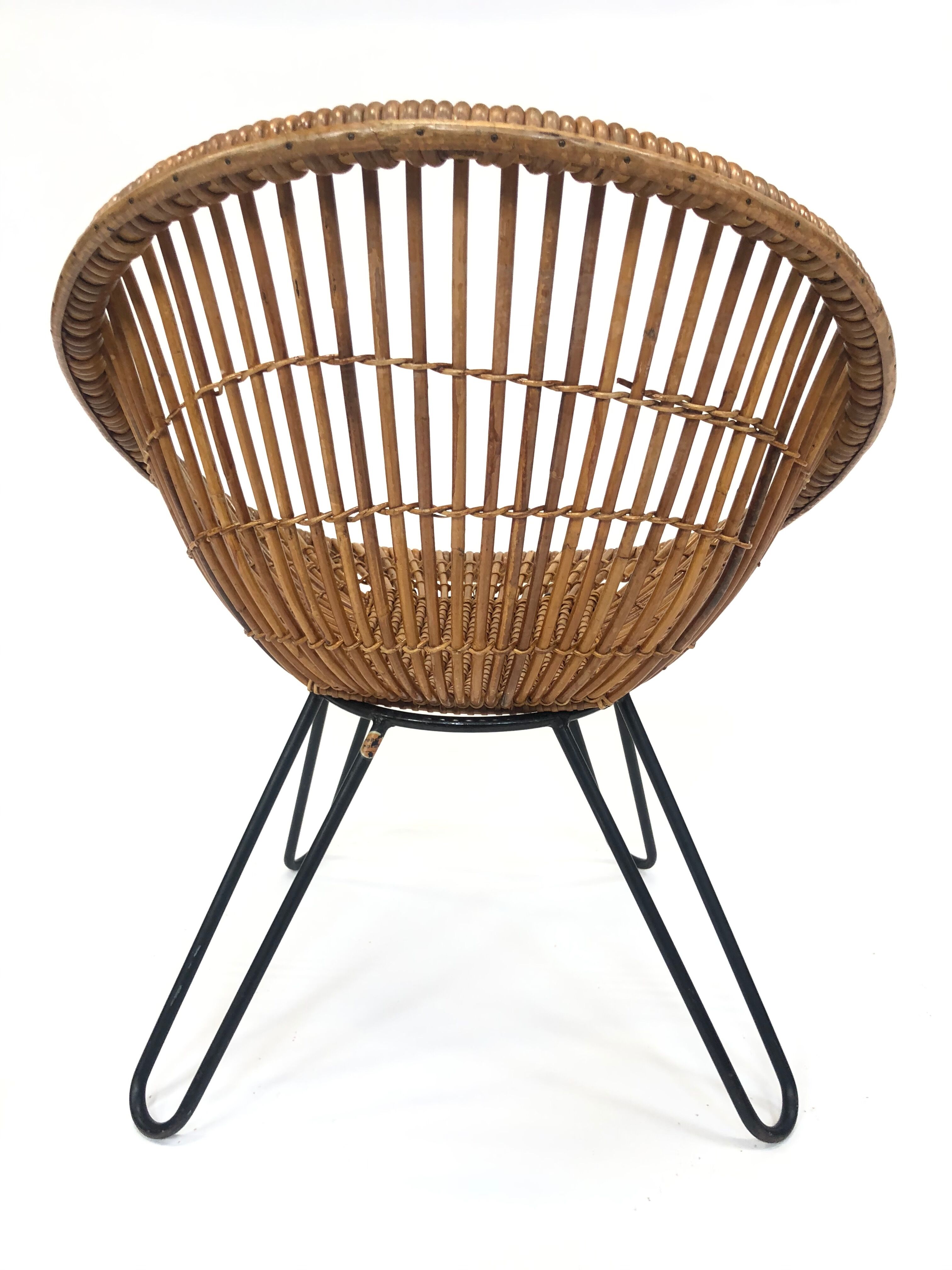 Rohe Noordwolde rattan armchair, 1960, Netherlands
