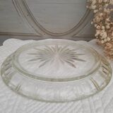 Chiseled glass bell on its dish