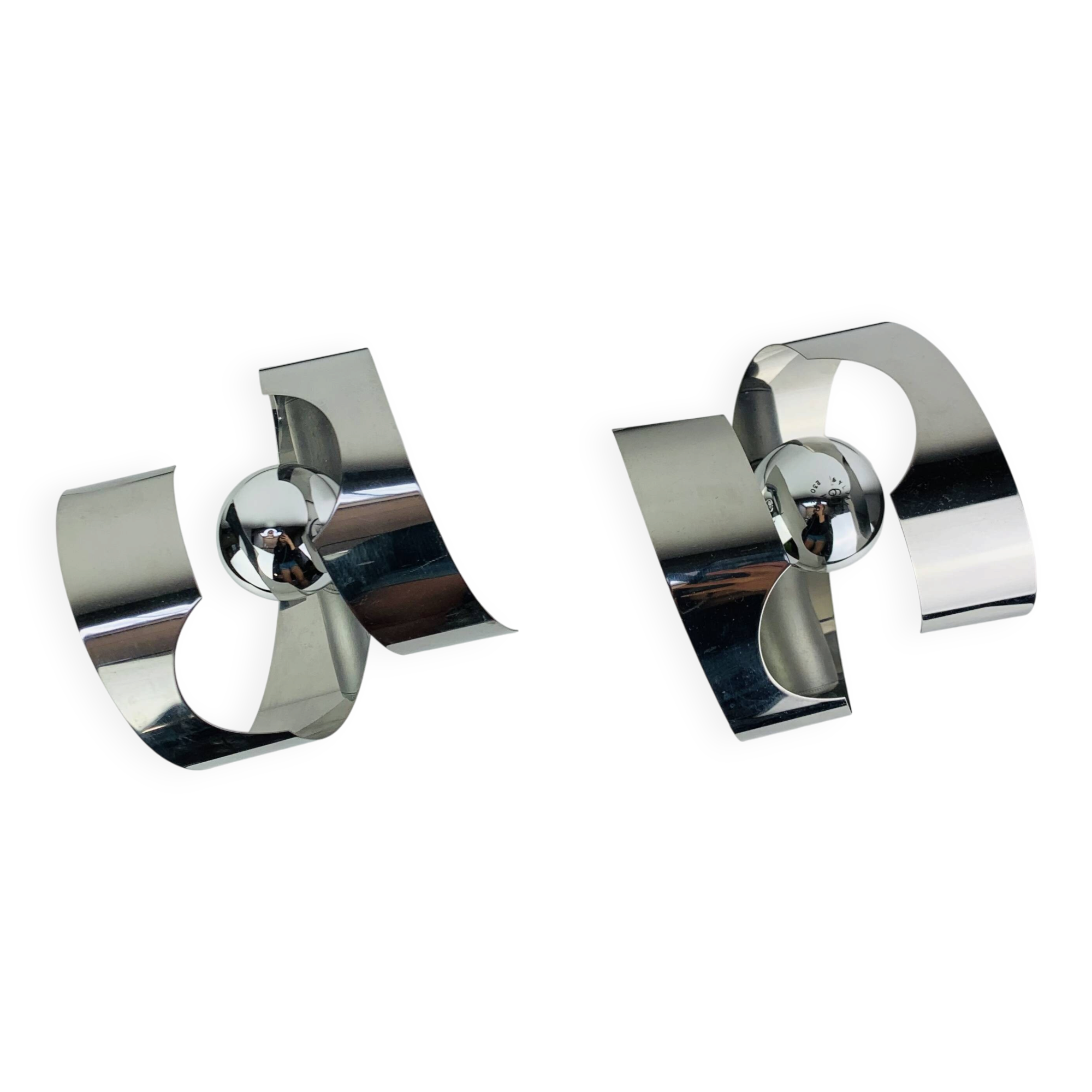 Pair of chrome spiral wall lights from the seventies/Space Age, 1970s.