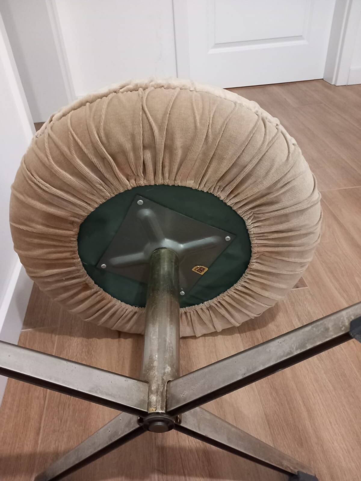 Velvet Swivel Pouf by ISKU 1960s Finland