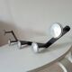 Vintage 1950s wall coat rack, wrought iron with chiselled details and solid aluminium.
