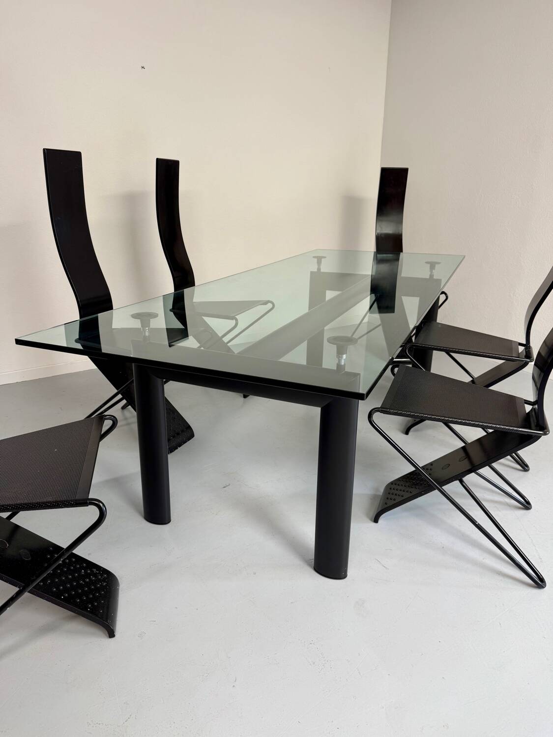 Le Corbusier Cassina LC6 vintage glass dining table