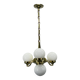 Art Deco Brass and Opaline Glass Chandelier, 1930s