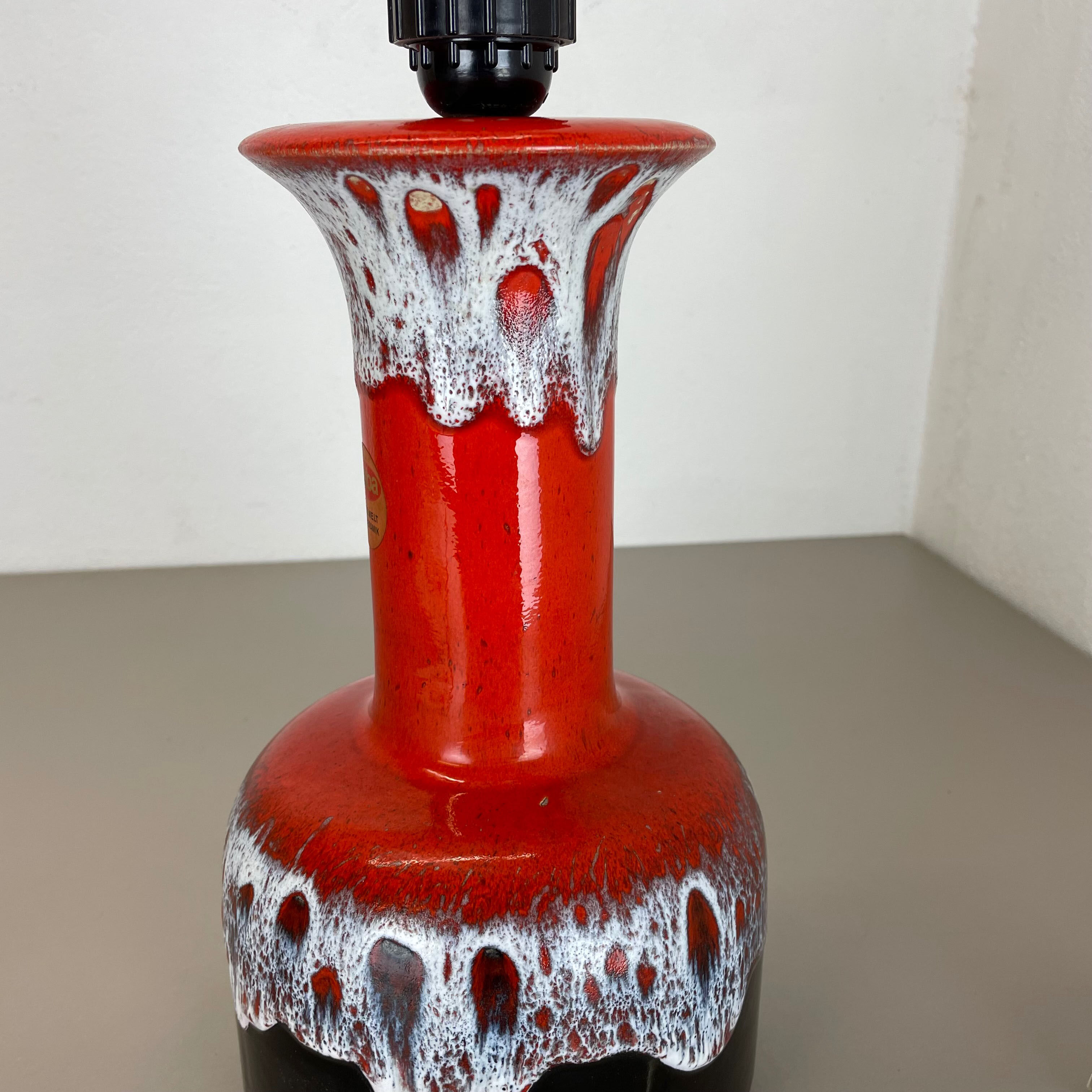 Super Colorful Fat Lava Pottery Table Light Base by Jasba Ceramics Germany 1970s